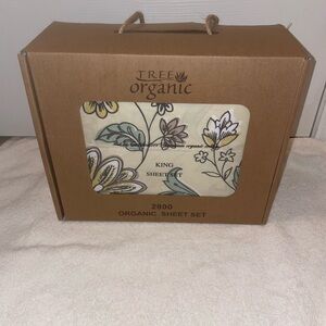 Tree Organic 100% Cotton King Sheet Set 2800 Thread Cnt Floral 18" Deep Pocket